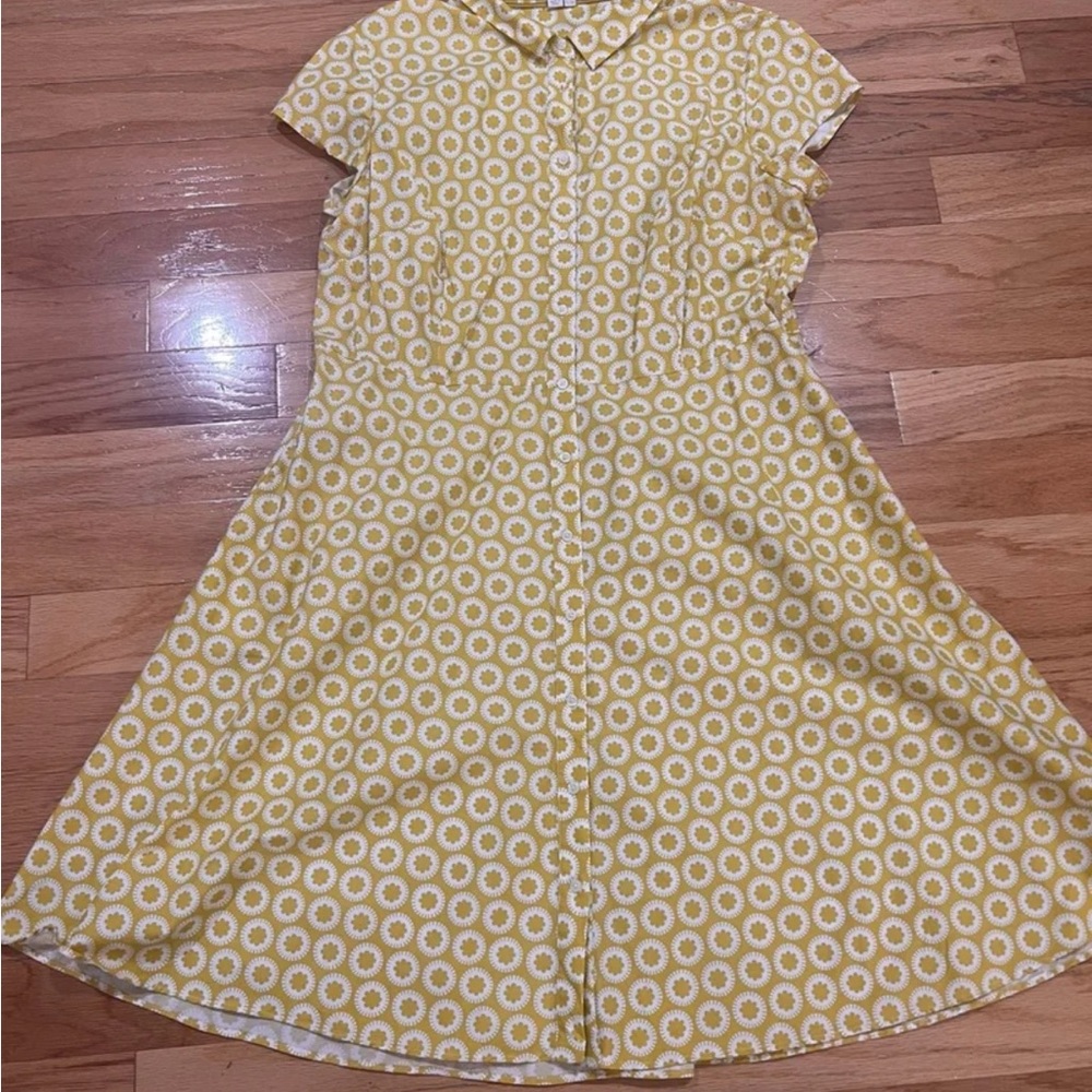 Boden Yellow Cream A-line Midi Dress